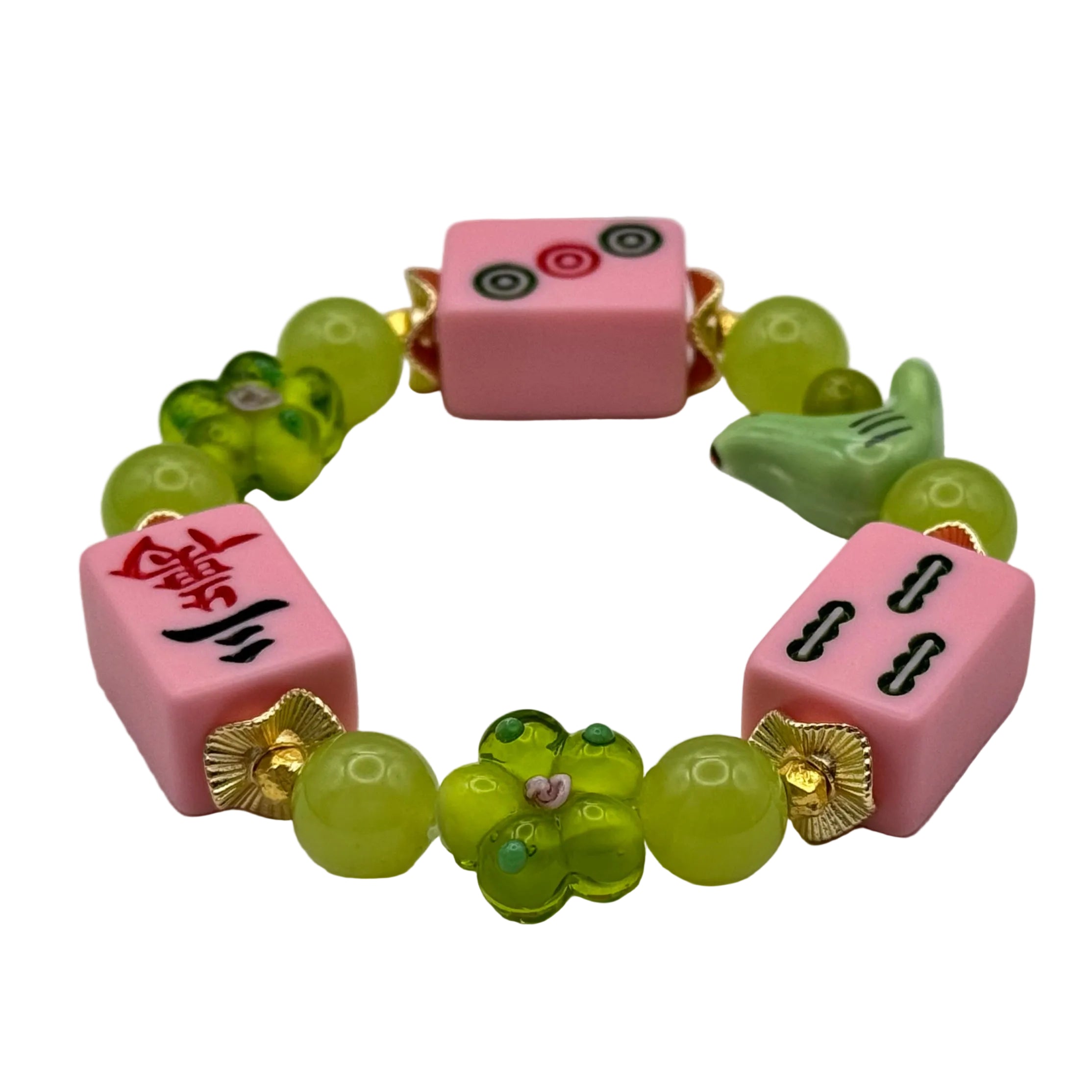 DOT, BAM, CRAK! Mahjong Bubblegum Tile Bracelet