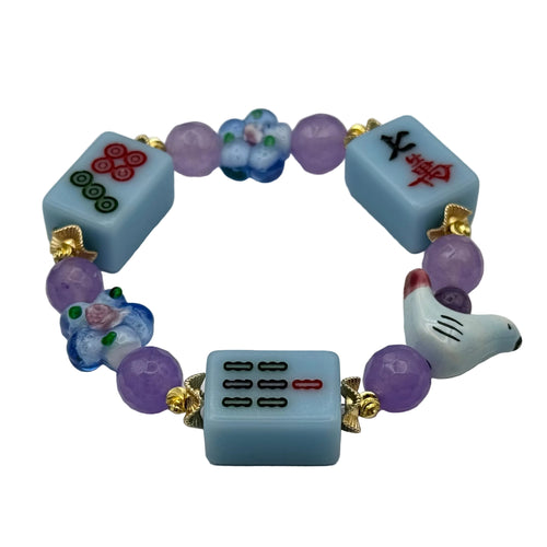 DOT, BAM, CRAK! Mahjong Blue Tile Bracelet