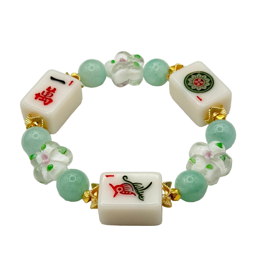 DOT, BAM, CRAK! Mahjong White Tile Bracelet