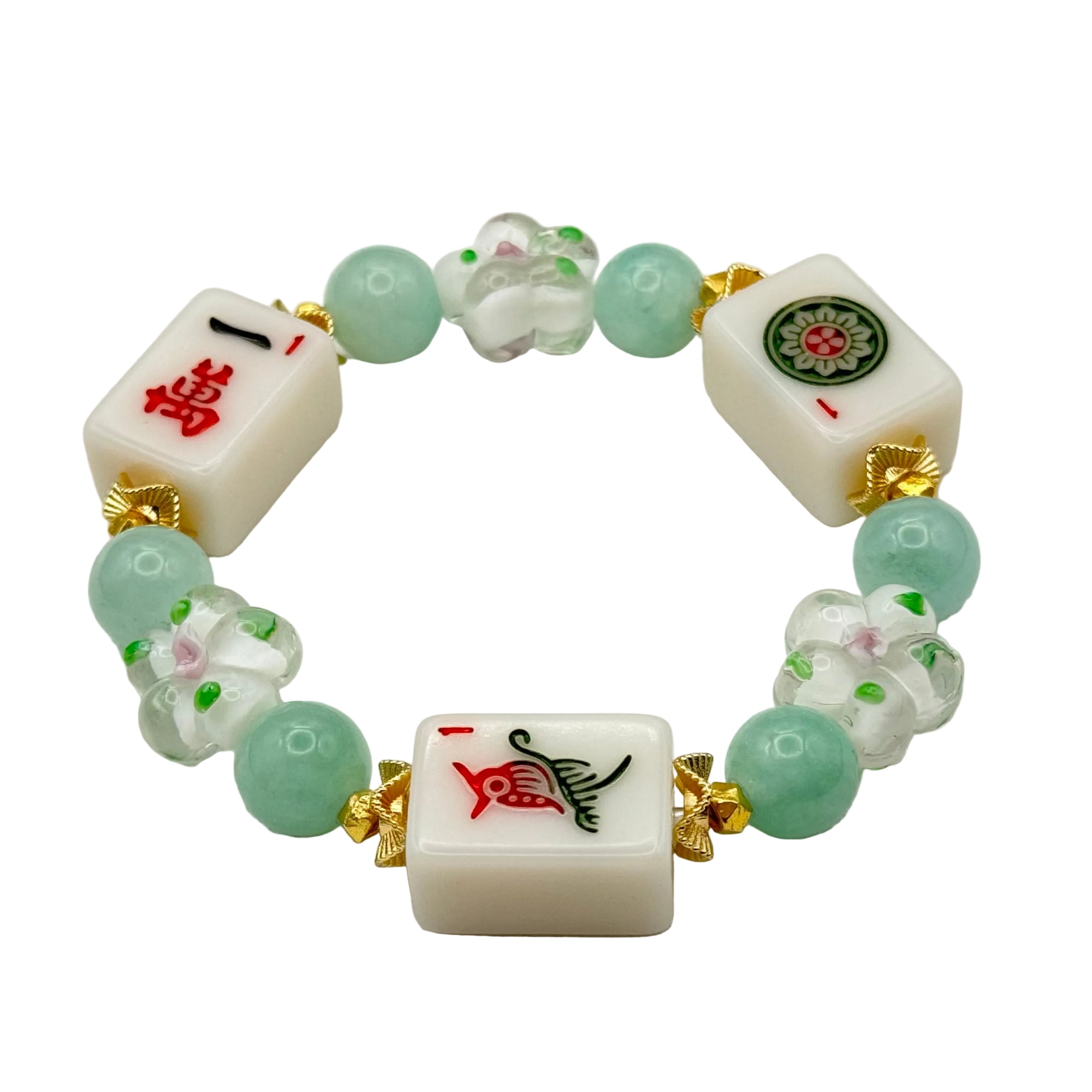 DOT, BAM, CRAK! Mahjong White Tile Bracelet