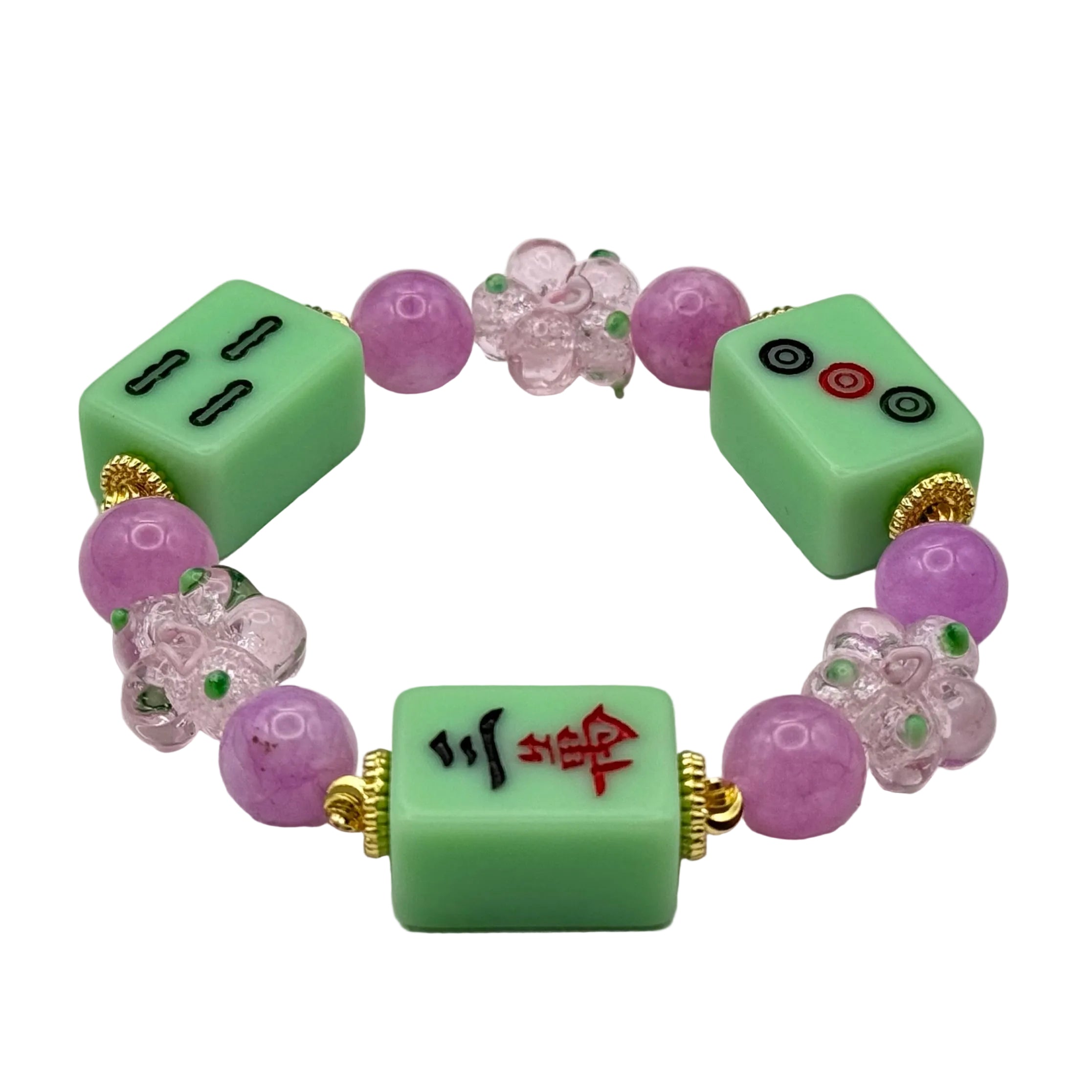 DOT, BAM, CRAK! Mahjong Green Tile Bracelet