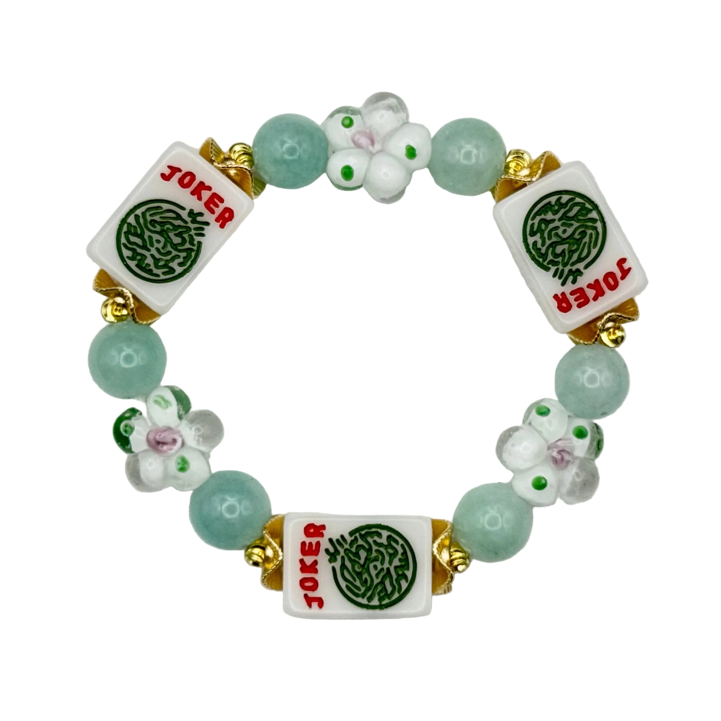 DOT, BAM, CRAK! Mahjong White Joker Tile Bracelet