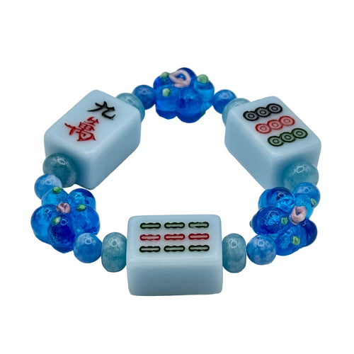 Blue Mini Mahjong Tile Bracelet