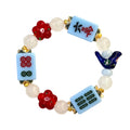 RED, WHITE, and BLUE! Mahjong Blue Tile Bracelet