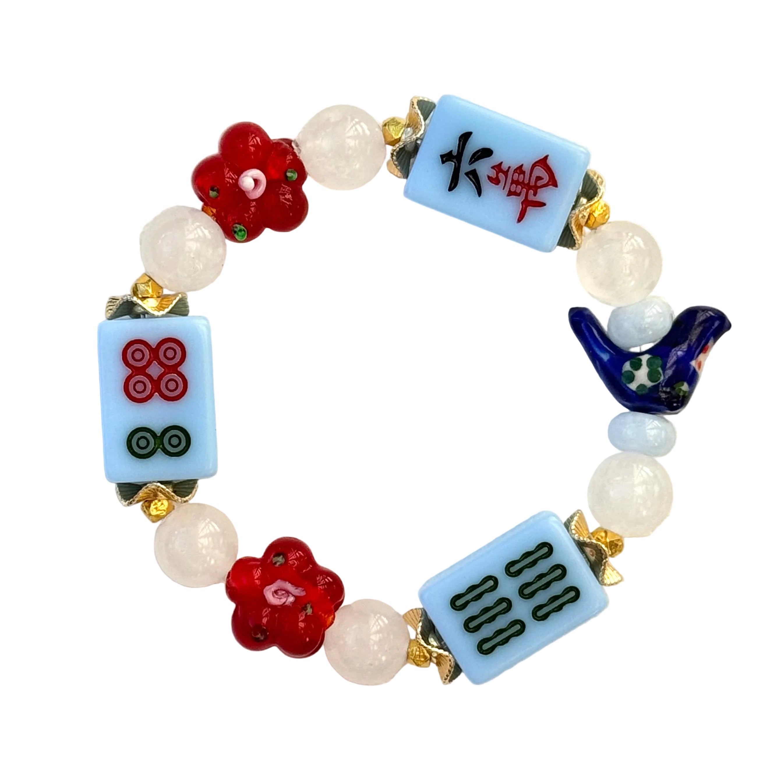 RED, WHITE, and BLUE! Mahjong Blue Tile Bracelet