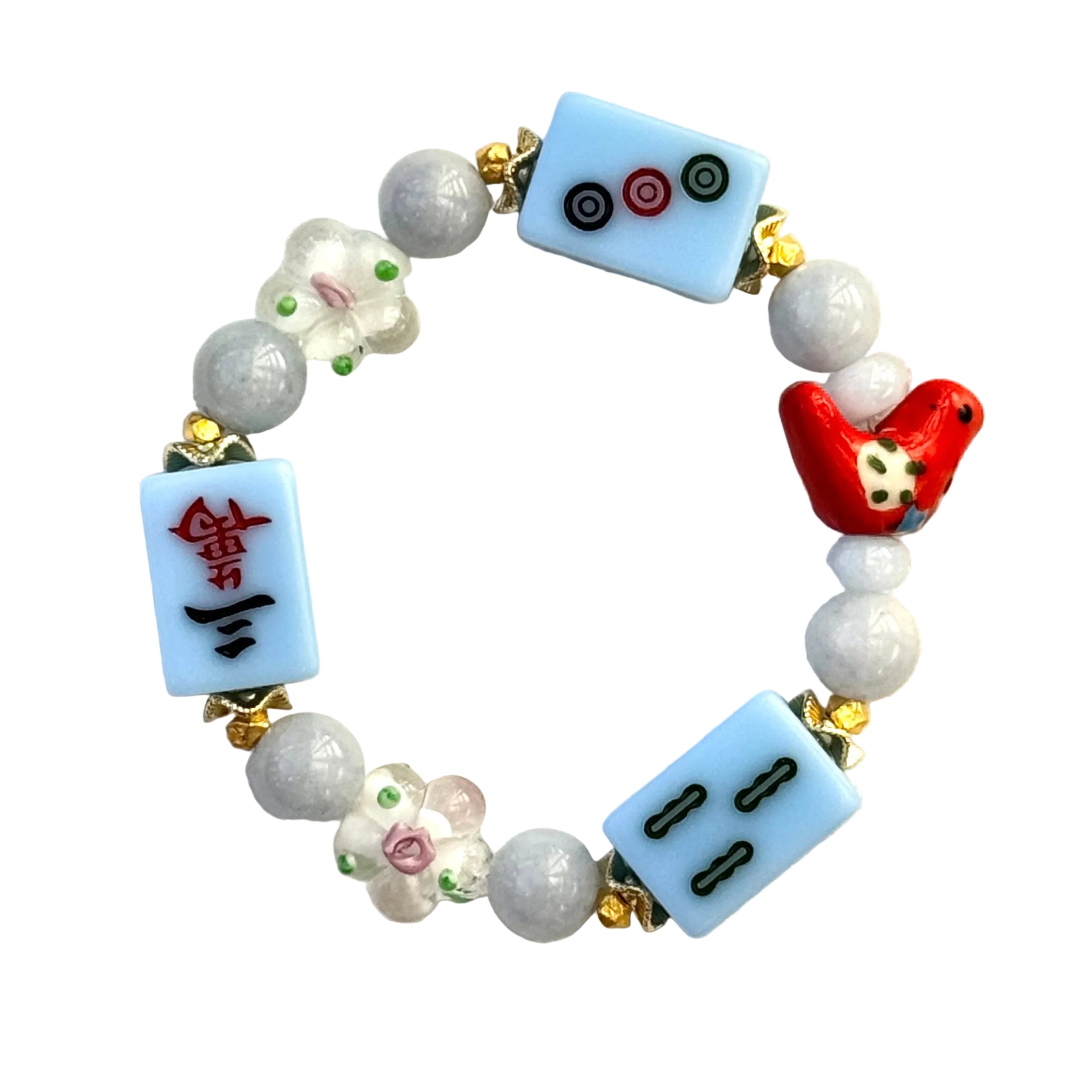 RED, WHITE, and BLUE! Mahjong Blue Tile Bracelet