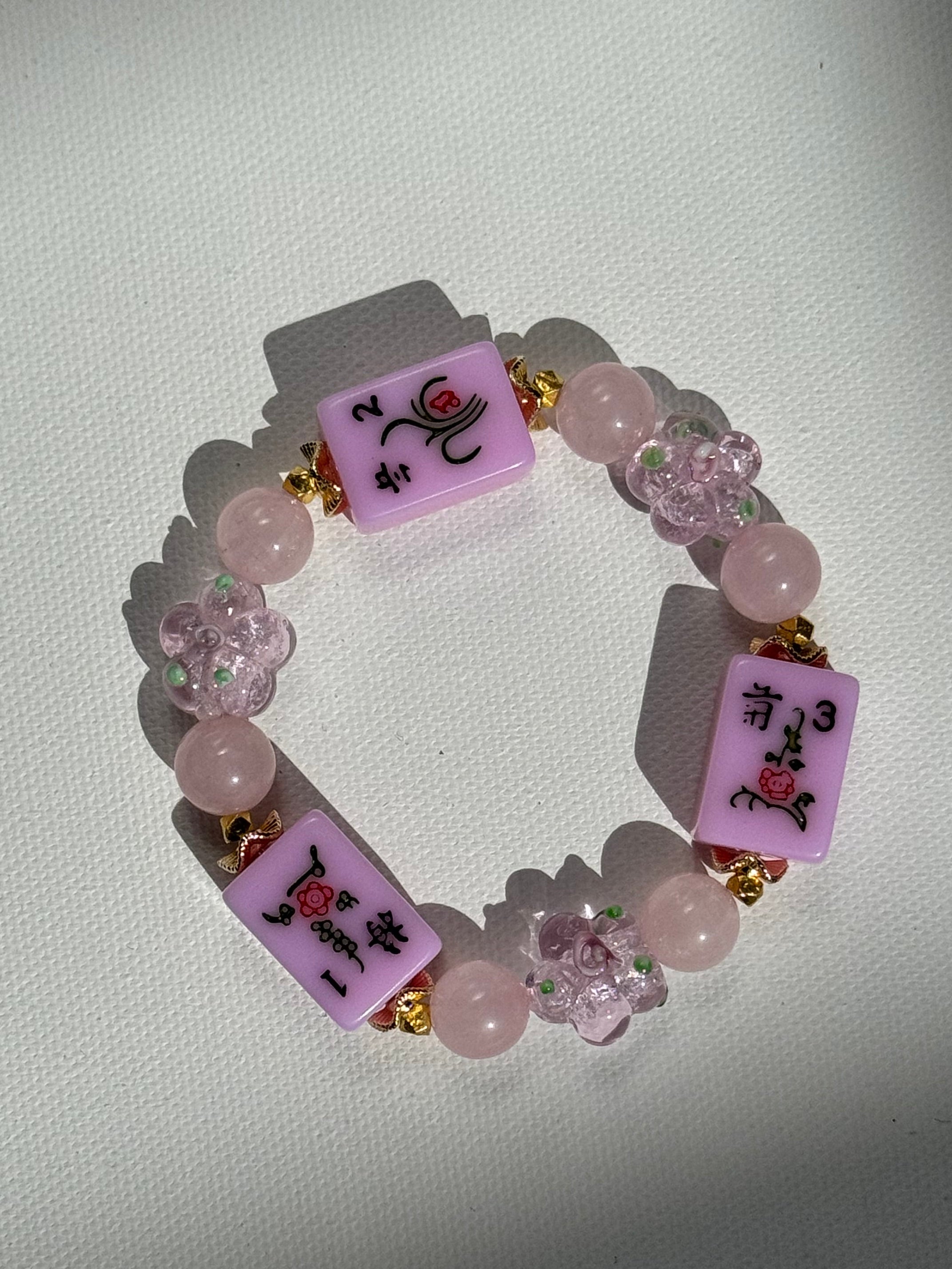 DOT, BAM, CRAK! Mahjong Light Pink Tile Bracelet