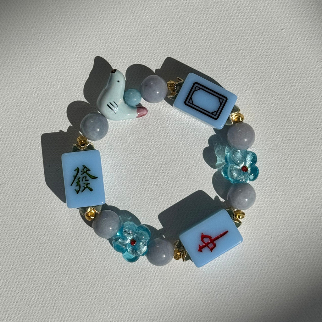 DOT, BAM, CRAK! Mahjong Blue Tile Bracelet