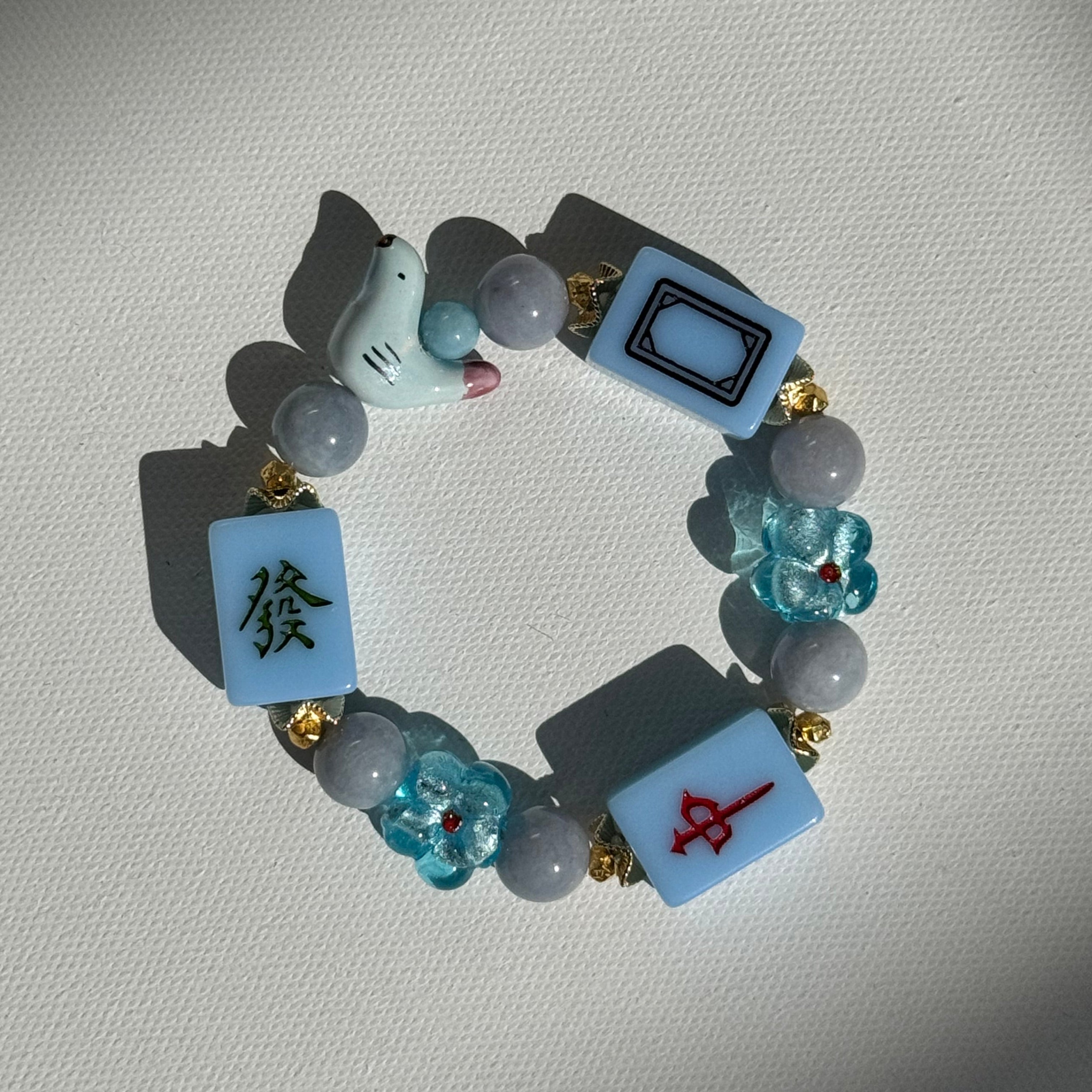 DOT, BAM, CRAK! Mahjong Blue Tile Bracelet