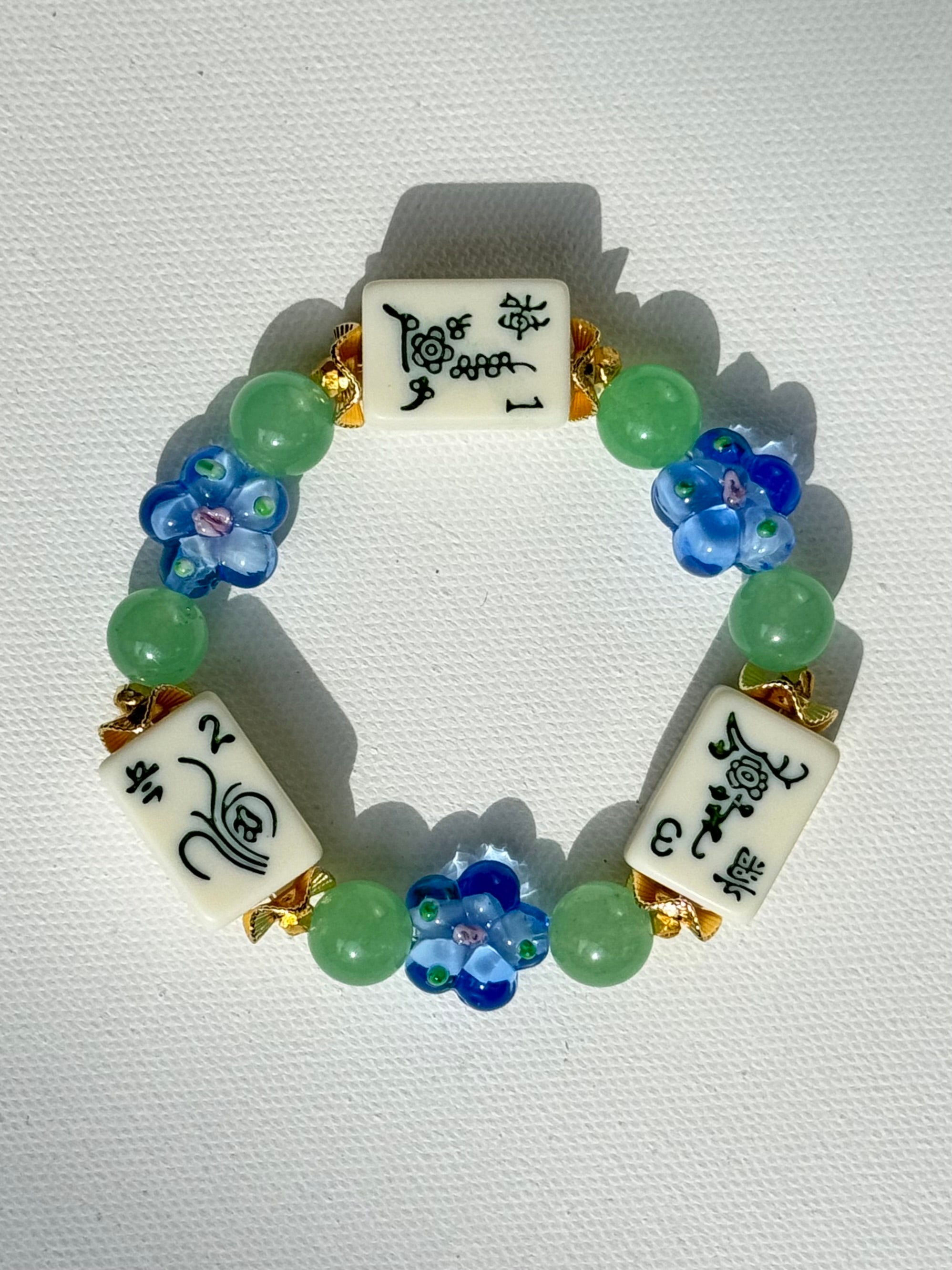 DOT, BAM, CRAK! Mahjong Cream Tile Bracelet
