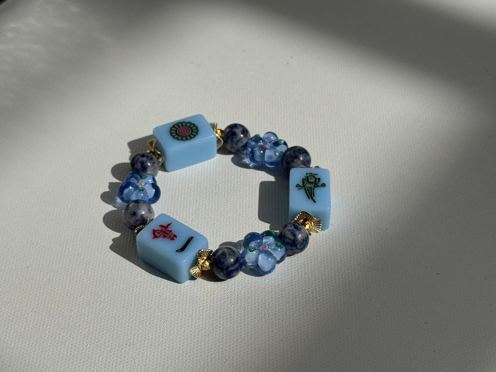 DOT, BAM, CRAK! Mahjong Blue Tile Bracelet