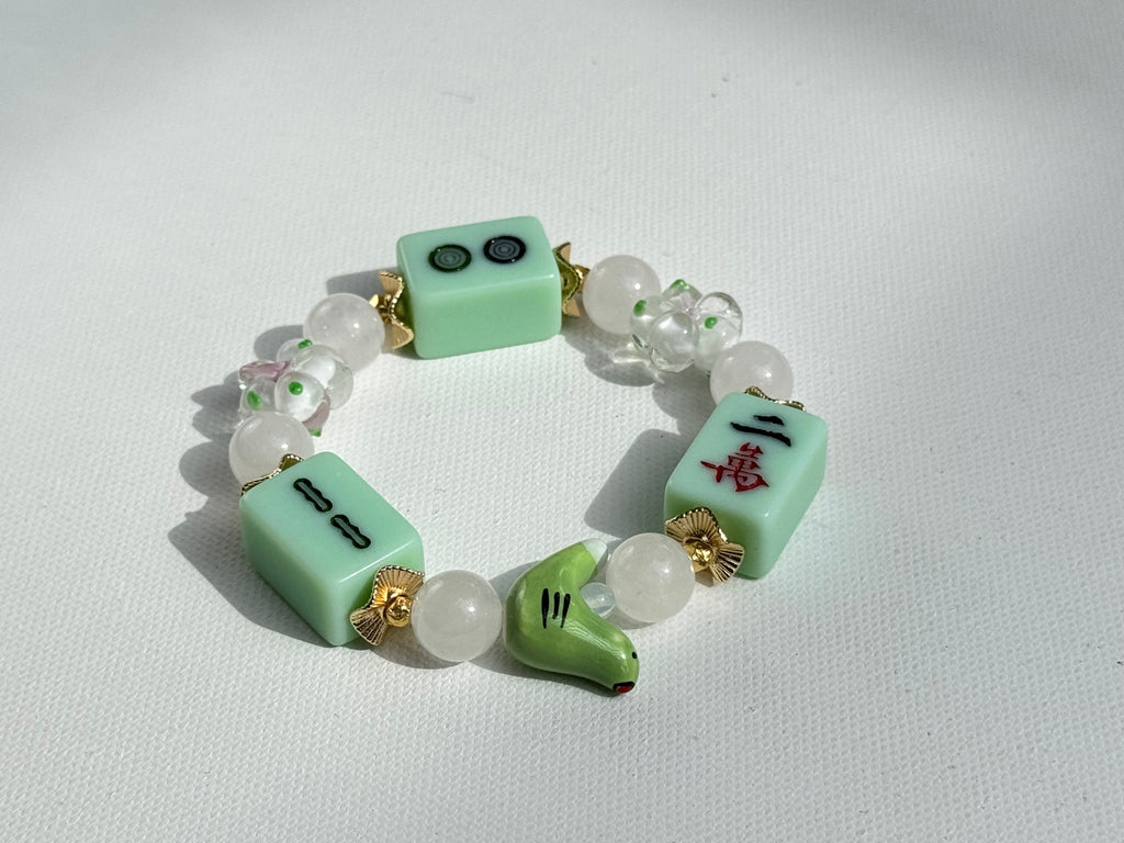 DOT, BAM, CRAK! Mahjong Green Tile Bracelet