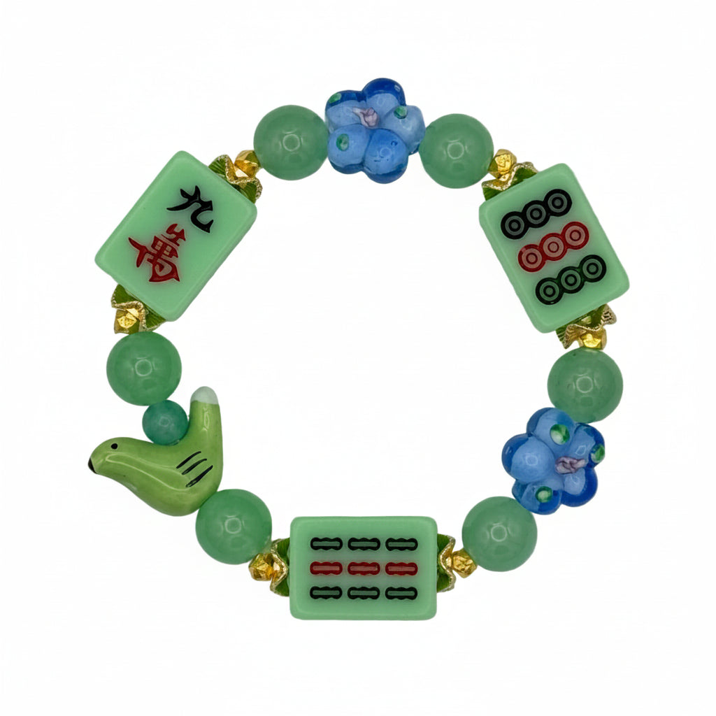 DOT, BAM, CRAK! Mahjong Green Tile Bracelet