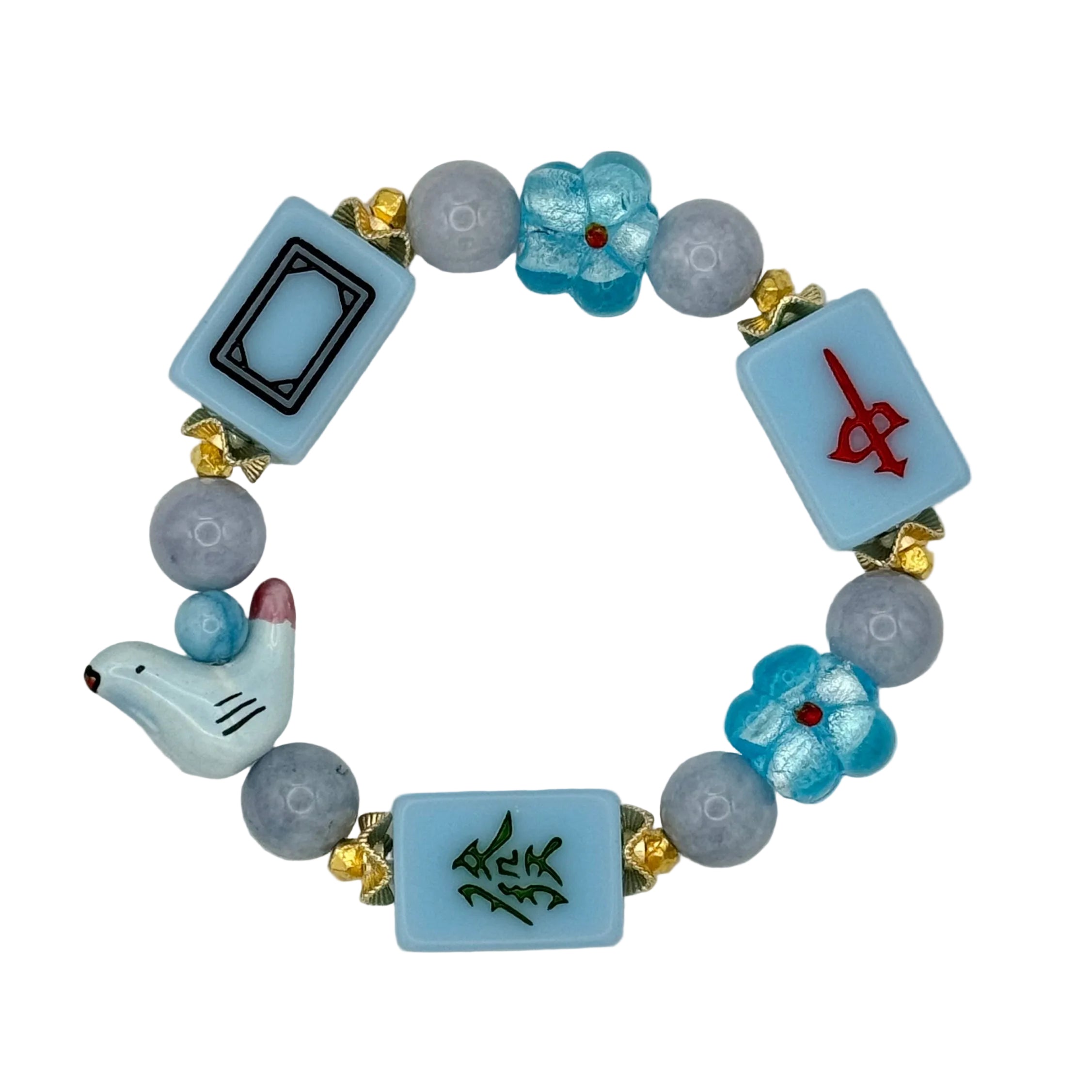 DOT, BAM, CRAK! Mahjong Blue Tile Bracelet