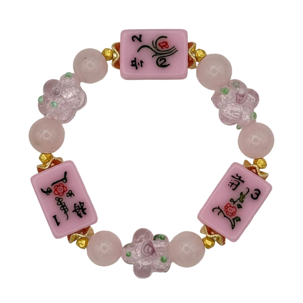 DOT, BAM, CRAK! Mahjong Light Pink Tile Bracelet