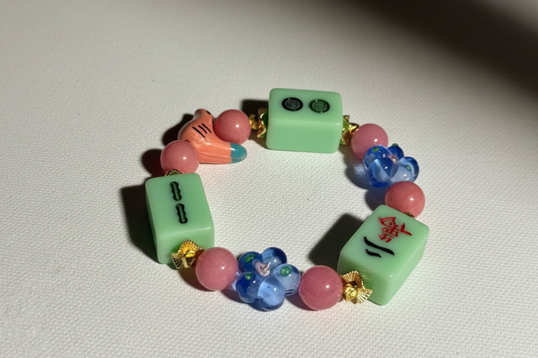 DOT, BAM, CRAK! Mahjong Green Tile Bracelet