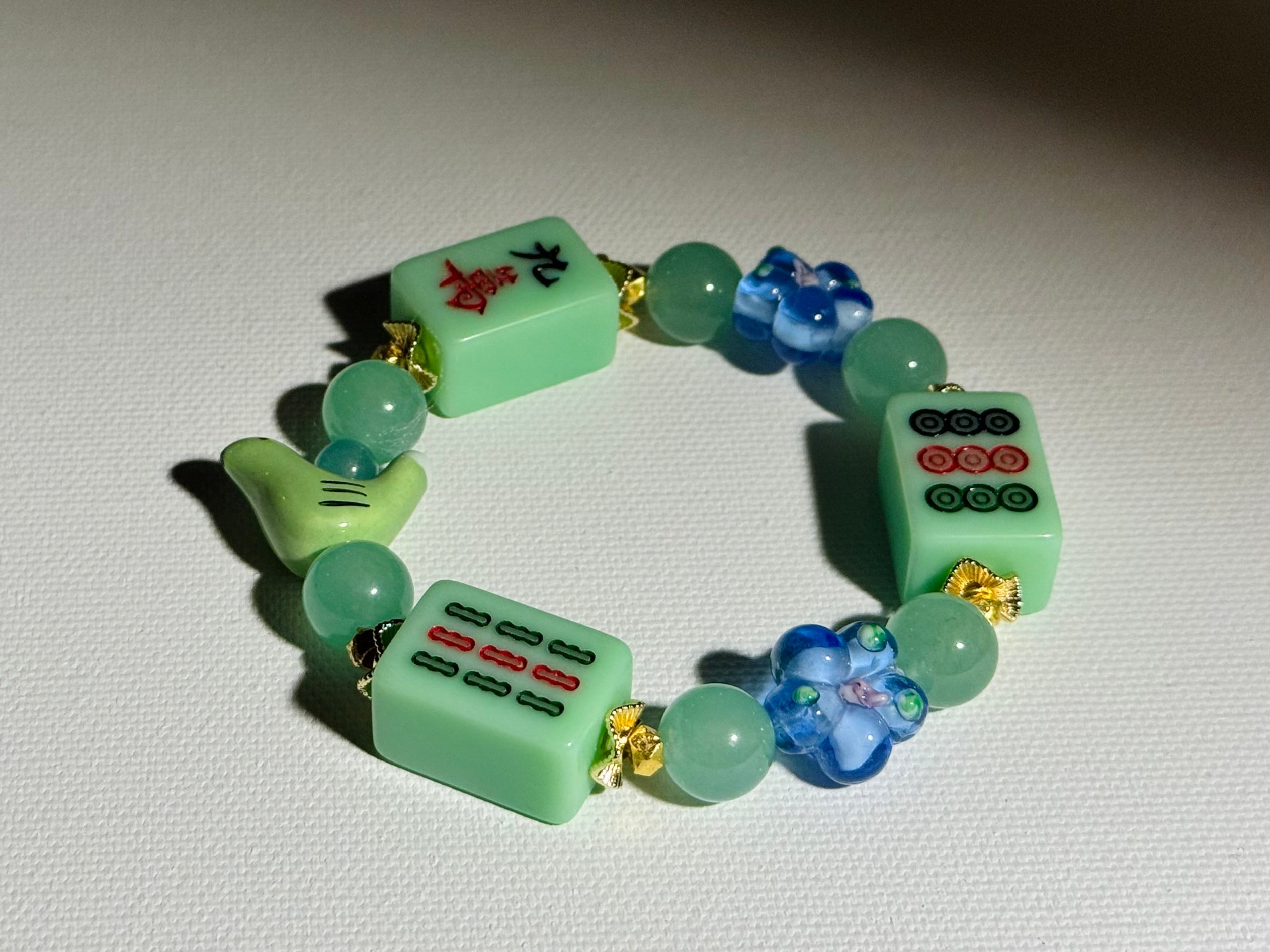 DOT, BAM, CRAK! Mahjong Green Tile Bracelet
