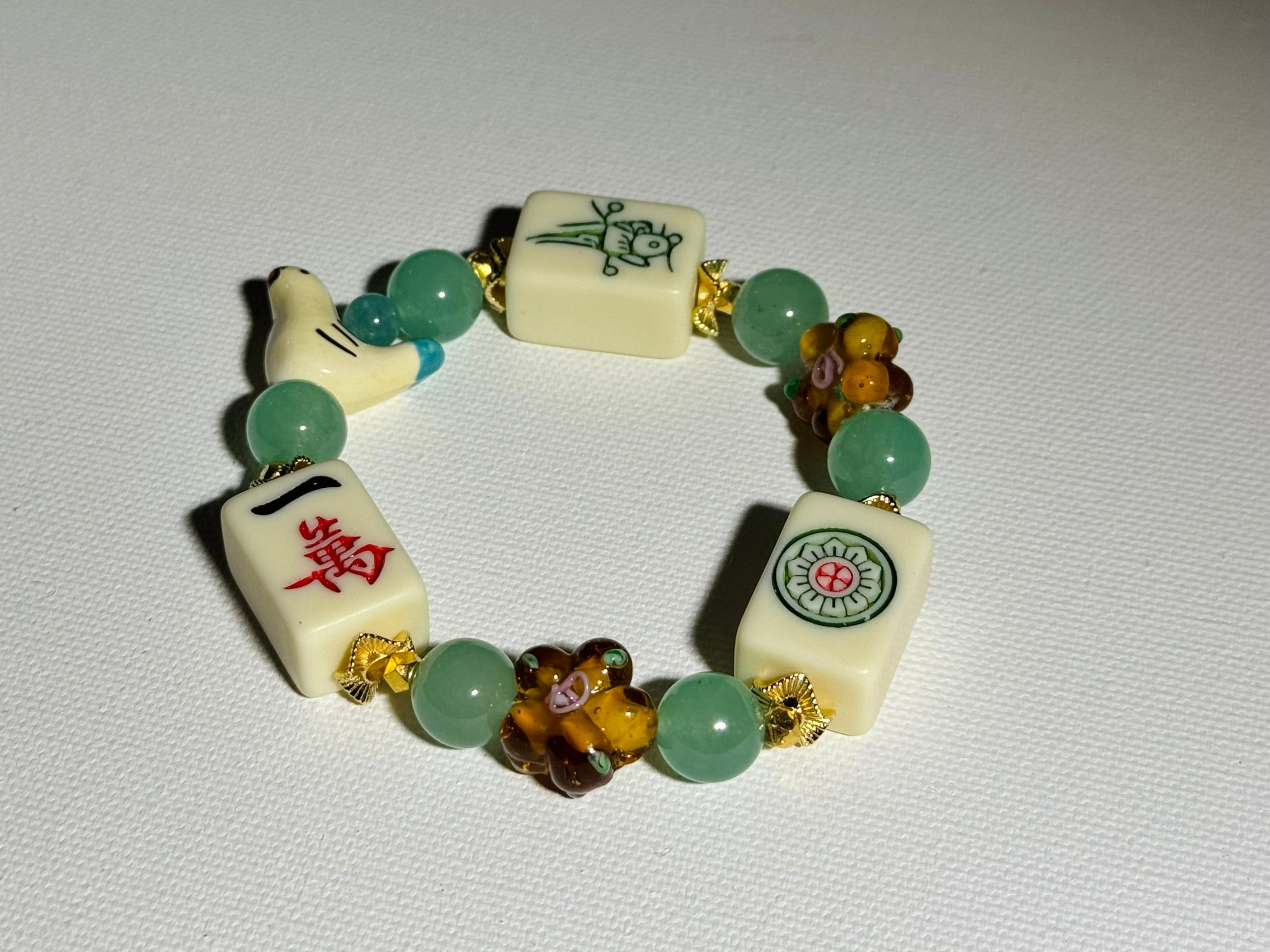 DOT, BAM, CRAK! Mahjong Cream Tile Bracelet