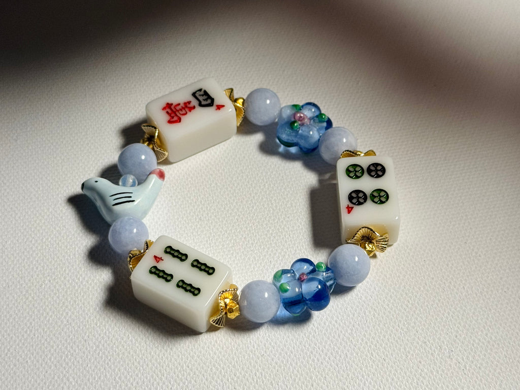 DOT, BAM, CRAK! Mahjong White Tile Bracelet