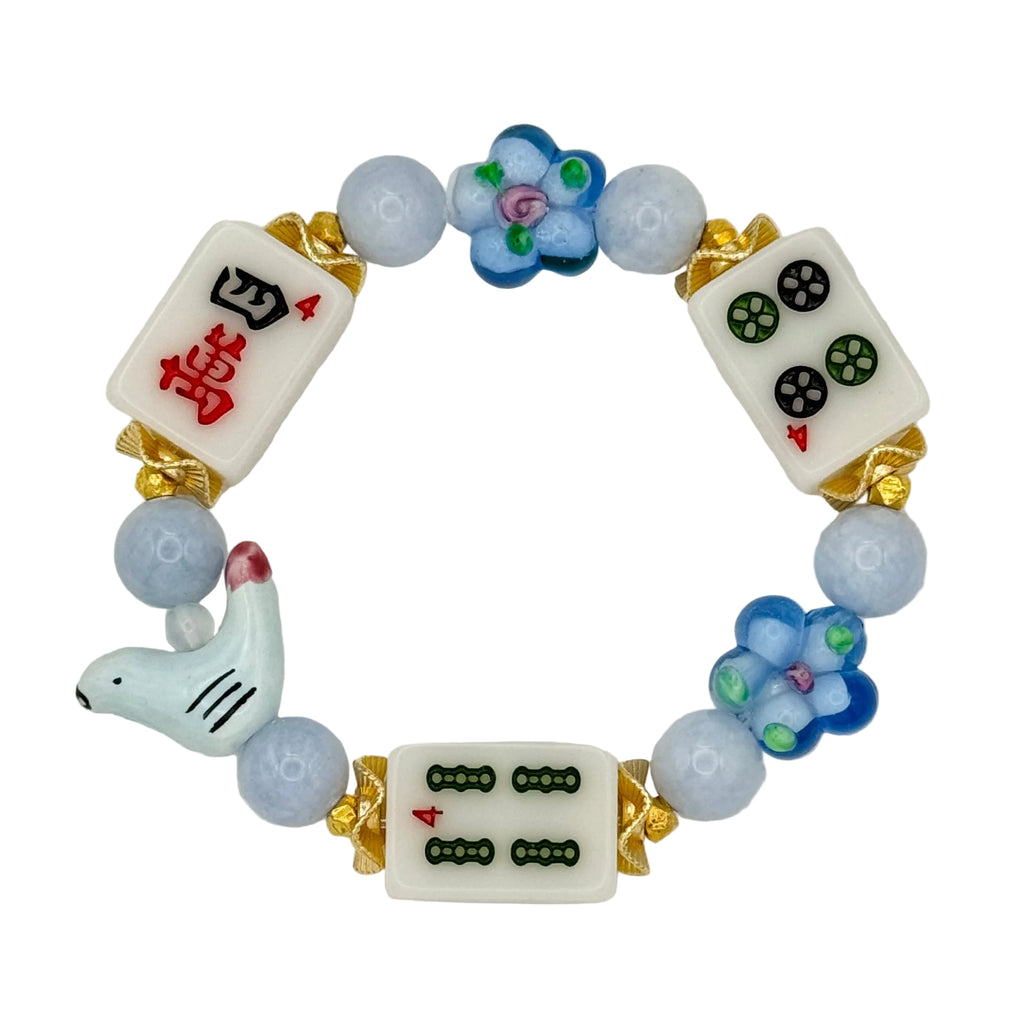 DOT, BAM, CRAK! Mahjong White Tile Bracelet