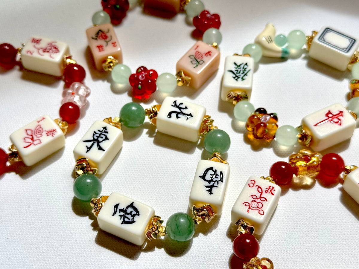 DOT, BAM, CRAK! Mahjong Cream Tile Bracelet