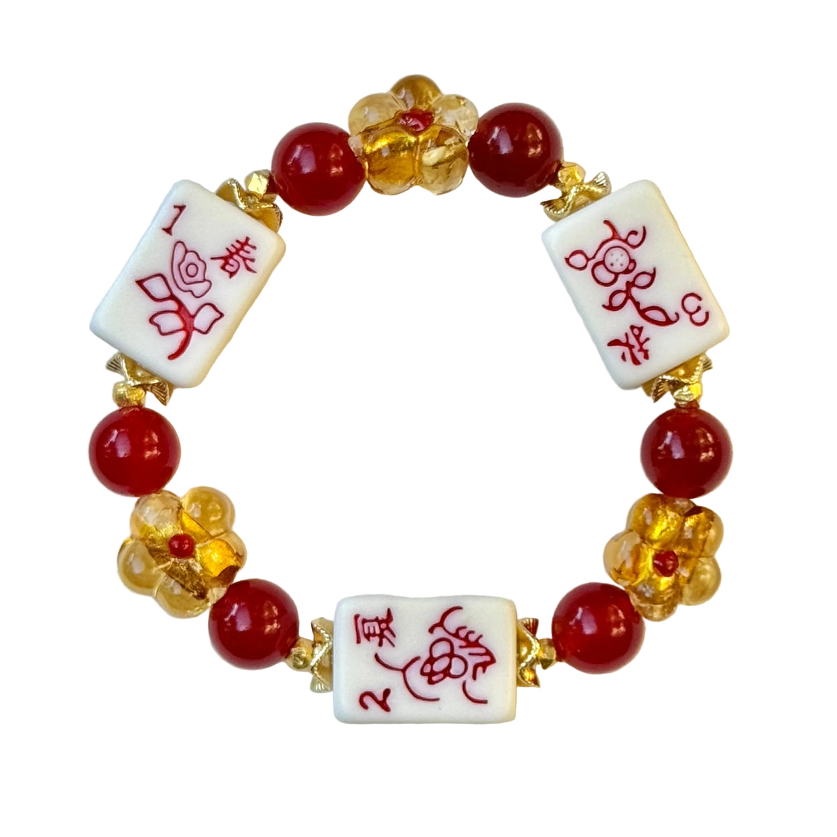 DOT, BAM, CRAK! Mahjong Cream Tile Bracelet