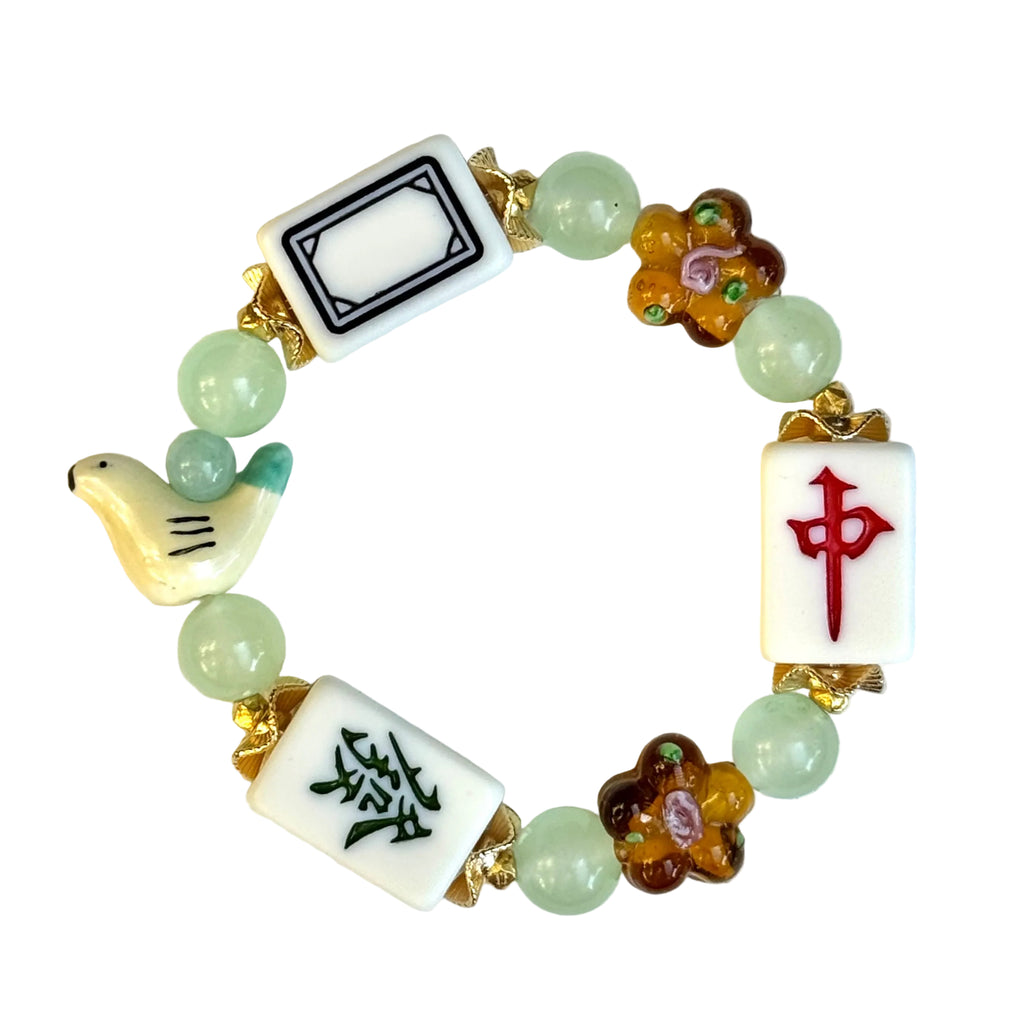 DOT, BAM, CRAK! Mahjong Cream Tile Bracelet