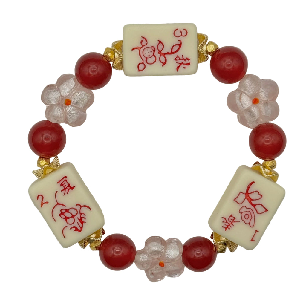DOT, BAM, CRAK! Mahjong Cream Tile Bracelet