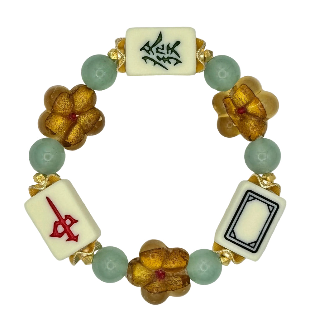 DOT, BAM, CRAK! Maxi Flower Mahjong Cream Tile Bracelet