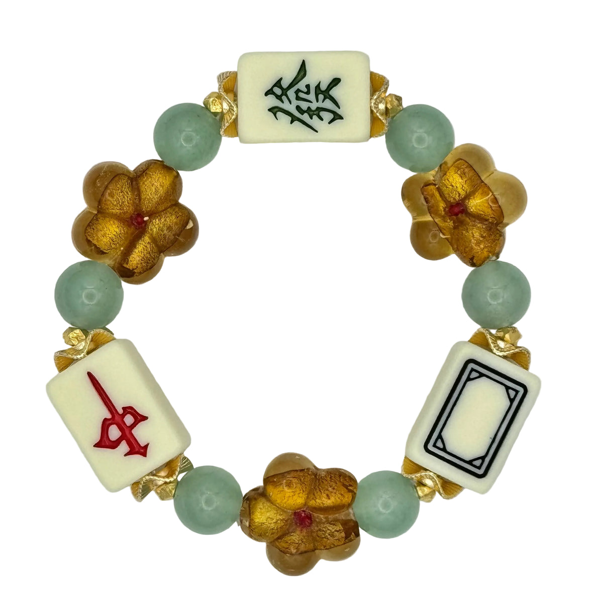 DOT, BAM, CRAK! Maxi Flower Mahjong Cream Tile Bracelet