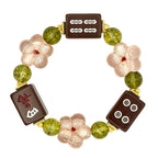DOT, BAM, CRAK! Maxi Flower Mahjong Brown Tile Bracelet