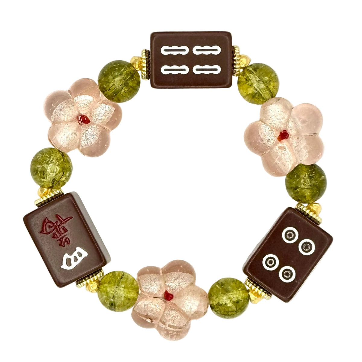 DOT, BAM, CRAK! Maxi Flower Mahjong Brown Tile Bracelet