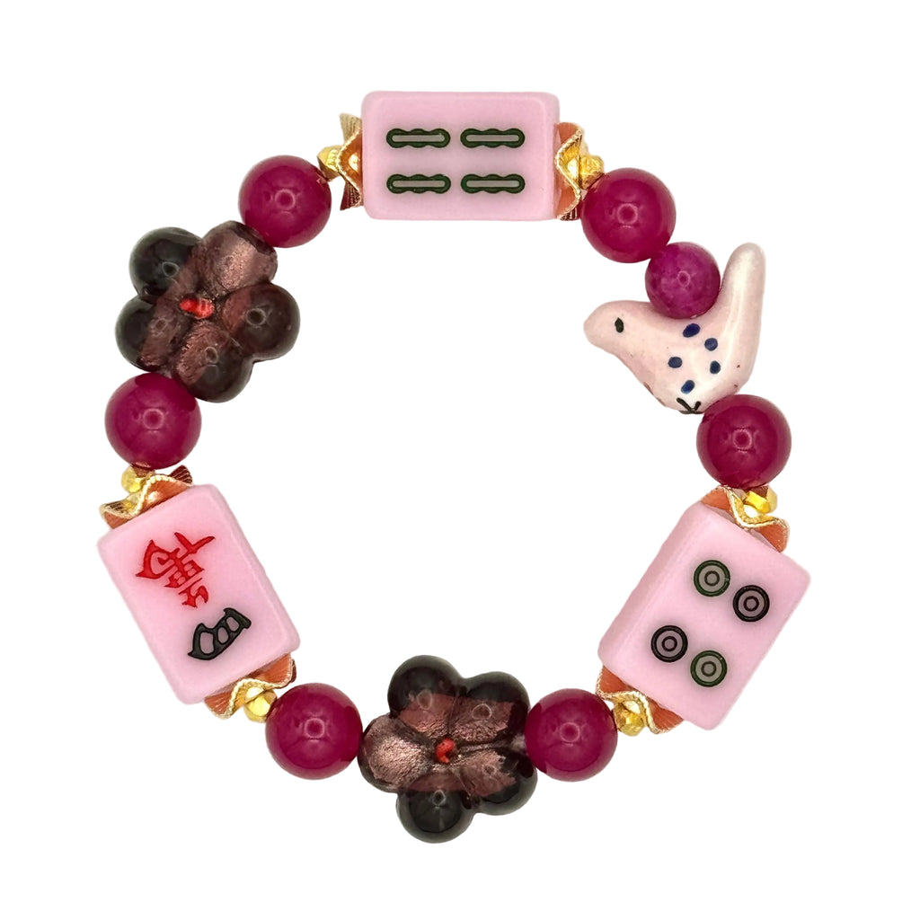 DOT, BAM, CRAK! Maxi Flower Mahjong Light Pink Tile Bracelet