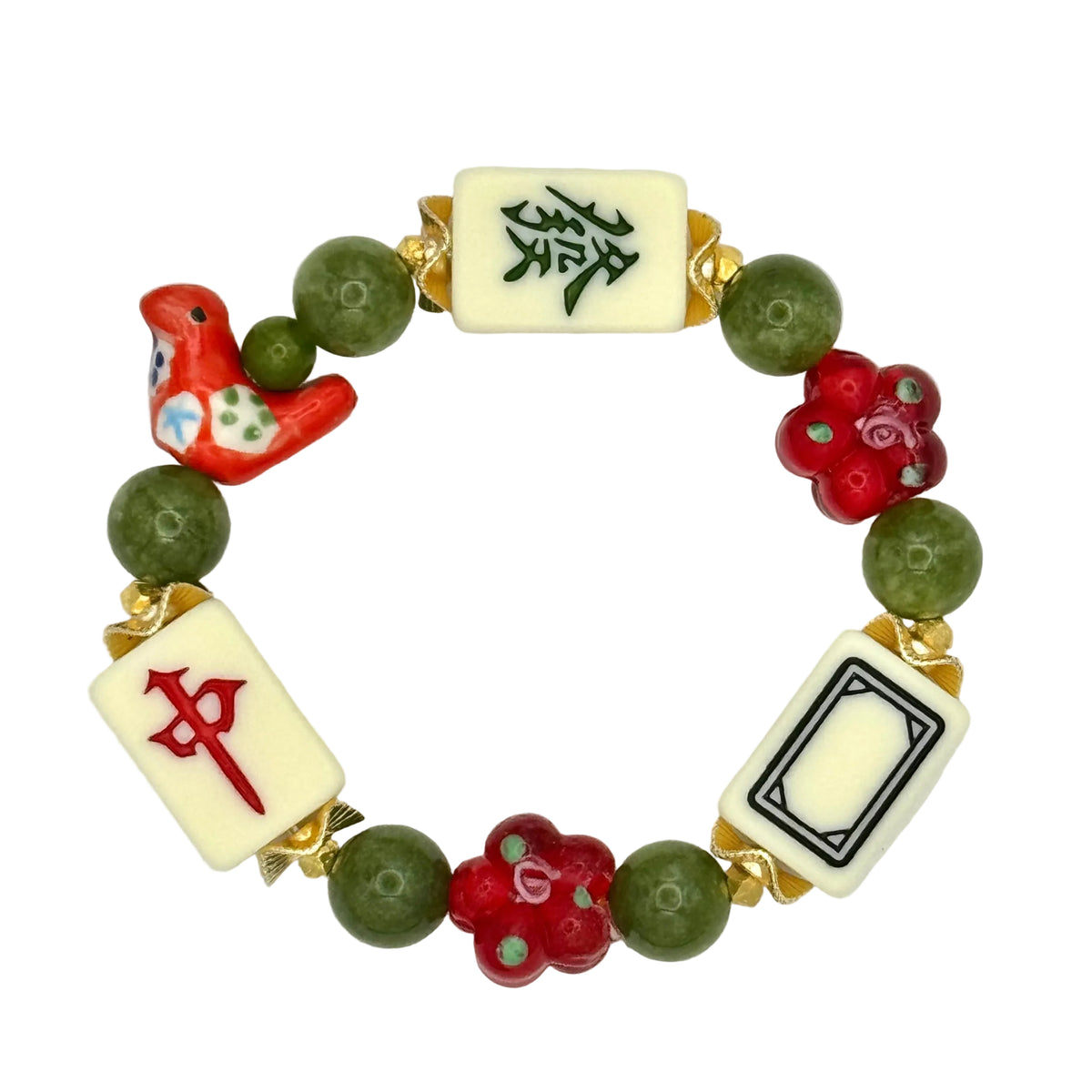 DOT, BAM, CRAK! Mahjong Cream Tile Bracelet
