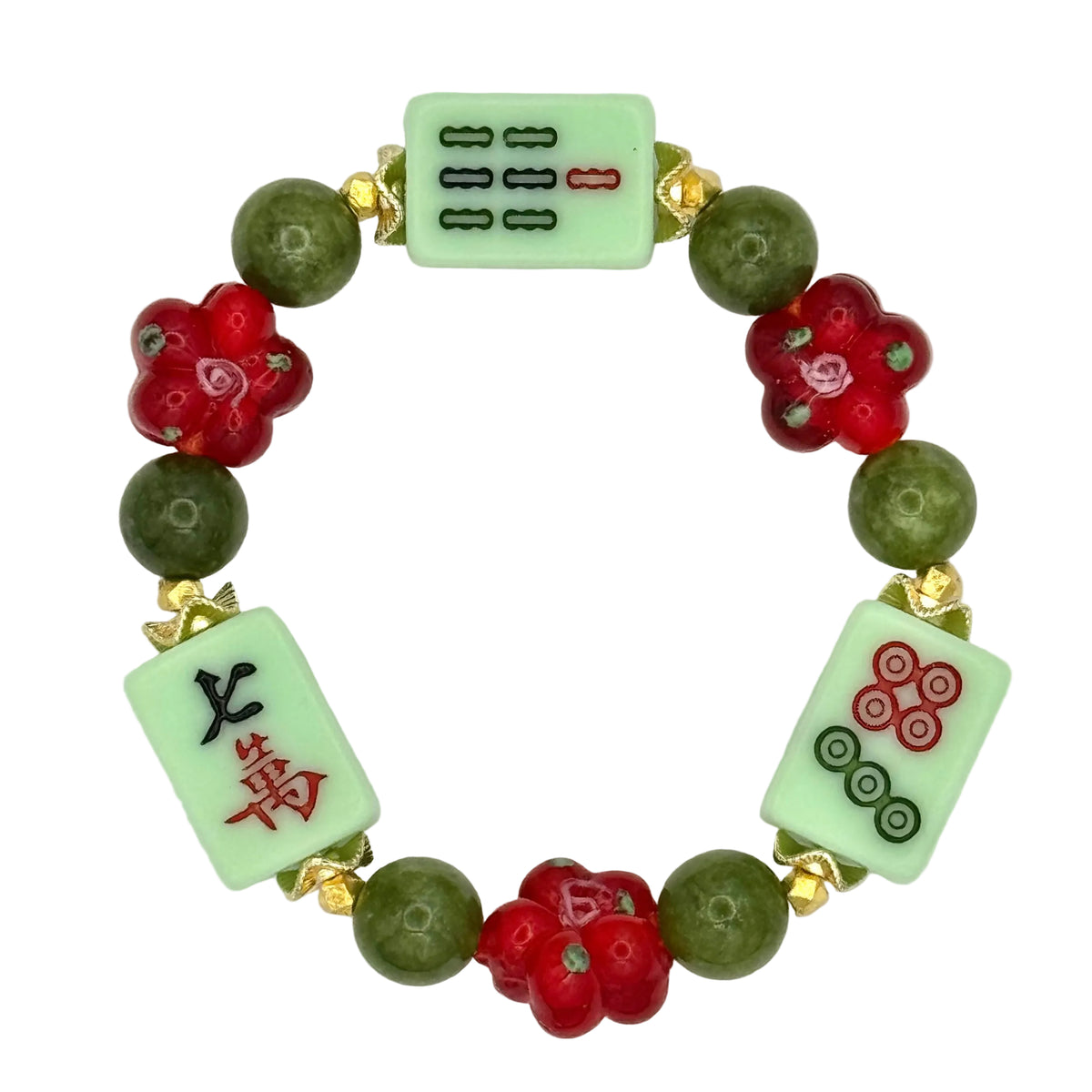 DOT, BAM, CRAK! Mahjong Green Tile Bracelet