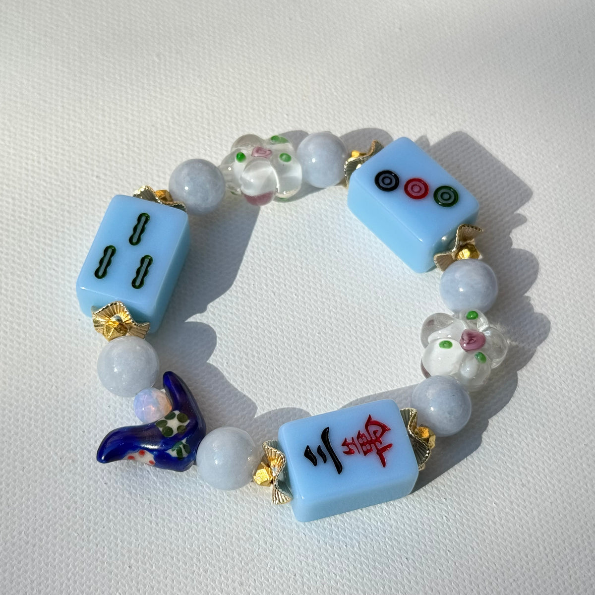DOT, BAM, CRAK! Mahjong Blue Tile Bracelet