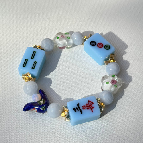 DOT, BAM, CRAK! Mahjong Blue Tile Bracelet