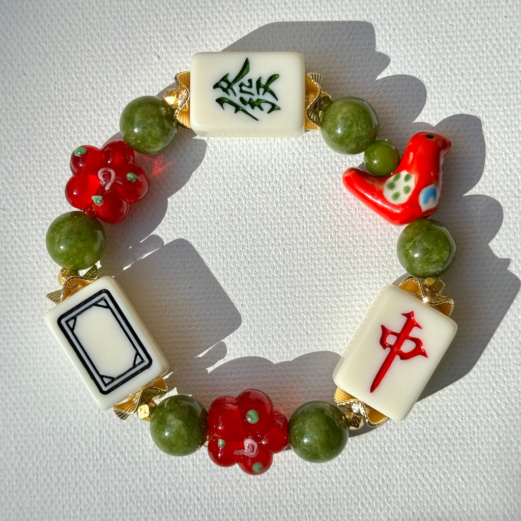 DOT, BAM, CRAK! Mahjong Cream Tile Bracelet