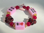 DOT, BAM, CRAK! Maxi Flower Mahjong Light Pink Tile Bracelet