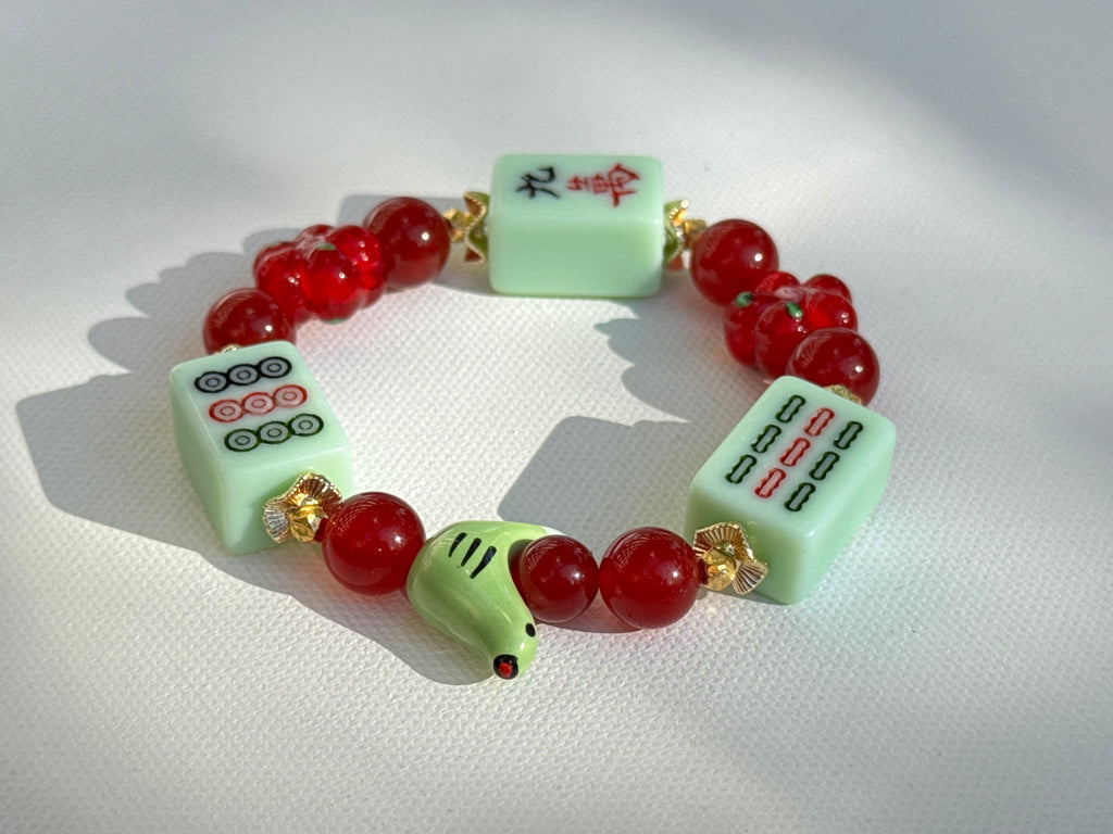 DOT, BAM, CRAK! Mahjong Green Tile Bracelet
