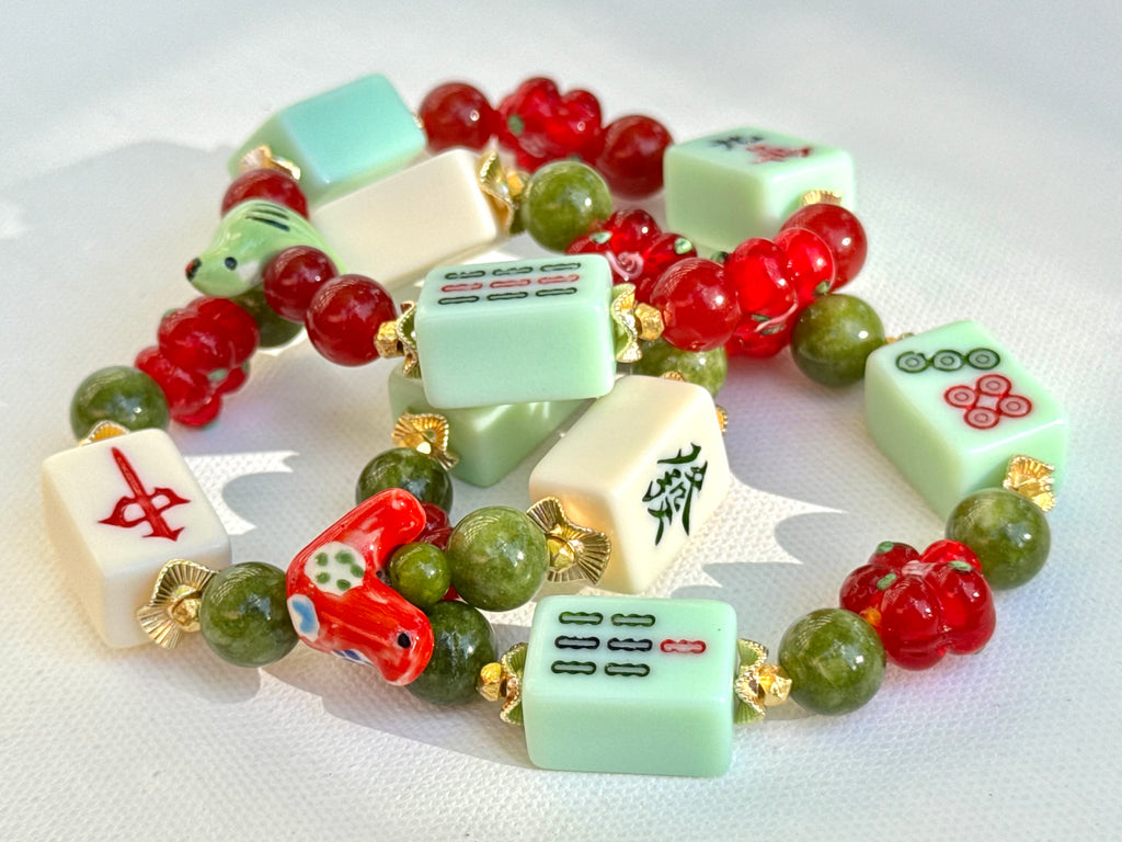 DOT, BAM, CRAK! Mahjong Cream Tile Bracelet
