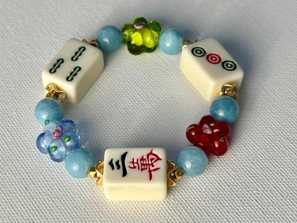 DOT, BAM, CRAK! Mahjong Cream Tile Bracelet